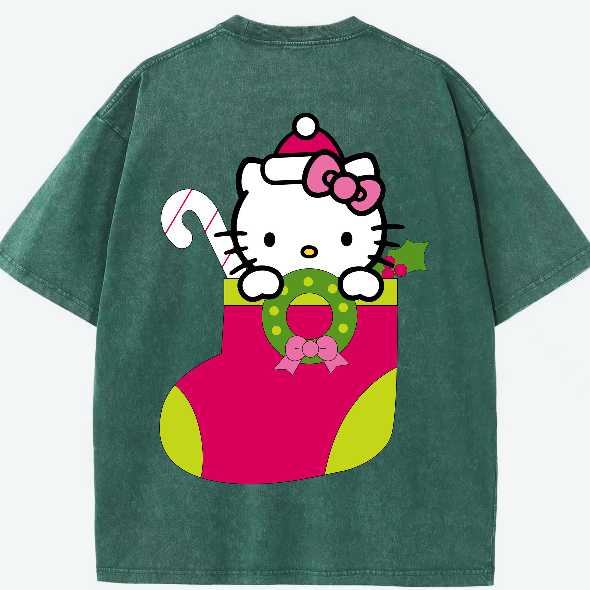 （画像用） Hello Kitty ハローキティ 綿100% ヴィンテージ風 半袖Tシャツ（背面プリント）